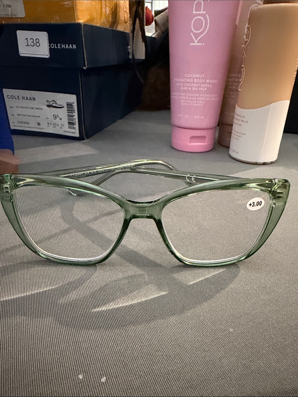 Classic Reading Glasses in Transparent Green – +3.00 Strength